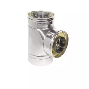 Тройник сэндвич для дымохода 90° D200/260 из 0,5 мм нерж. 430 сталь